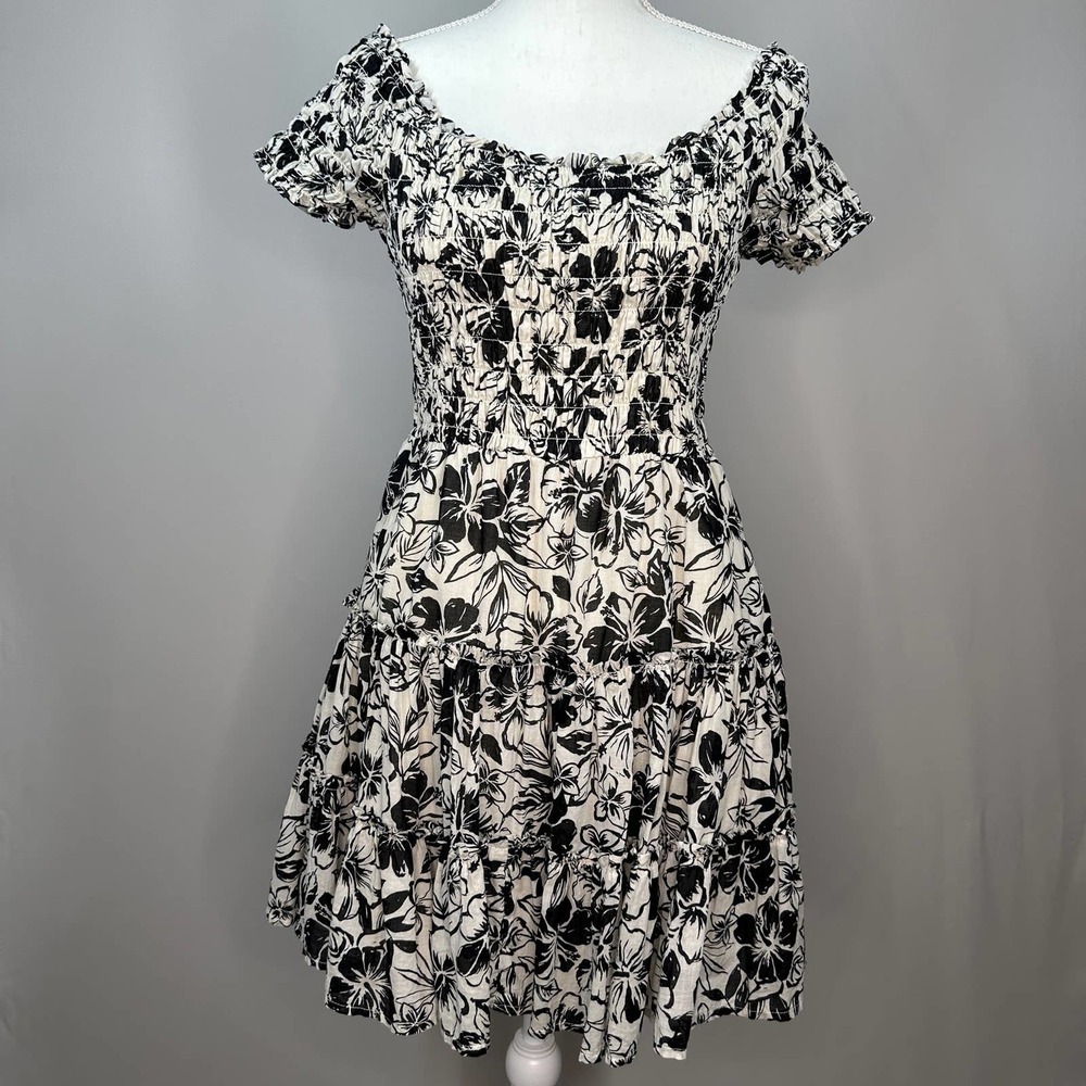 American Eagle Black & Cream Casual Dress, Size M